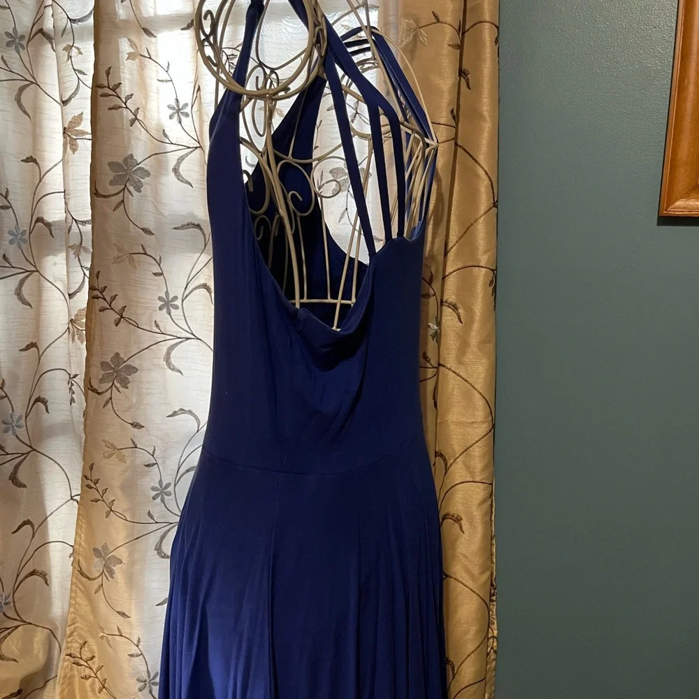 Copy Coercion Blue Strappy Fit & Flare Knit Sleeveless Dress Large - Picture 4 of 11